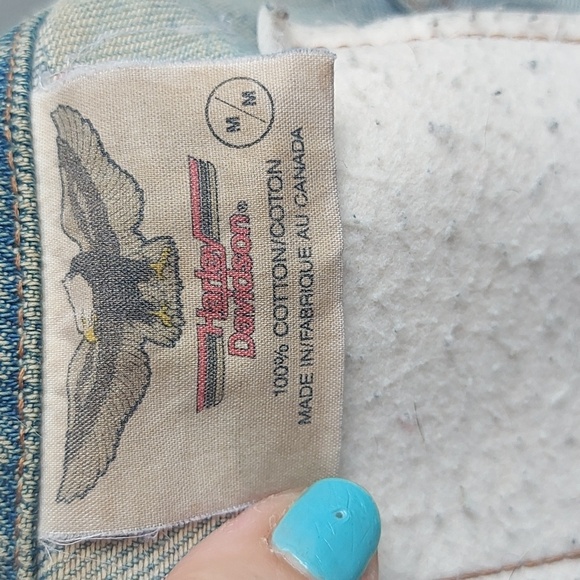 Vintage Distressed Harley Davidson Jean Jacket 100% Cotton - Picture 8 of 8